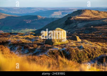 Grindslow Knoll am südlichen Rand des Kinder Scout, Peak District National Park Stockfoto