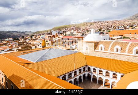 Potosi Luftaufnahme von der San Lorenzo Kirche, Bolivien Stockfoto