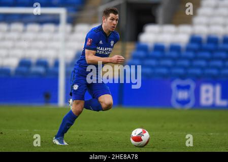 Cardiff, Großbritannien. 09th Januar 2022. James Collins #19 von Cardiff City während des Spiels in Cardiff, Vereinigtes Königreich am 1/9/2022. (Foto von Mike Jones/News Images/Sipa USA) Quelle: SIPA USA/Alamy Live News Stockfoto