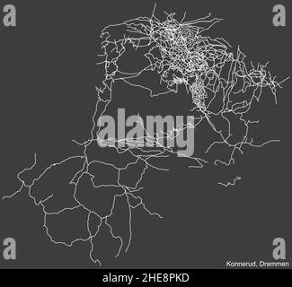 Detaillierte negative Navigation weiße Linien städtische Straße Straßen Karte des Viertels KONNERUD GEMEINDE der norwegischen regionalen Hauptstadt Dramme Stock Vektor