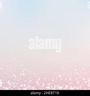 Weißes Herz liebt Konfettis. Valentinstag Gradienten wunderschönen Hintergrund. Fallende transparente Herzen Konfetti auf sanften Hintergrund. Außergewöhnlicher Vektor Stock Vektor