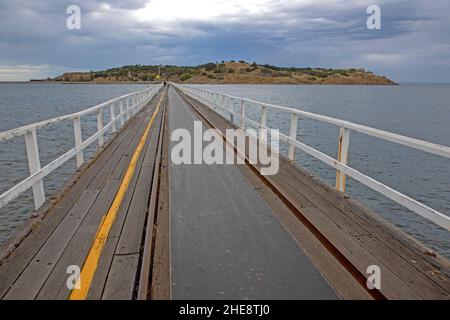 Causeway zur Granite Island von Victor Harbor Stockfoto