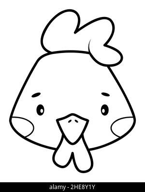 Malbuch oder Seite für Kinder. Schwarz-weiße Umrissdarstellung des Hahns. Stock Vektor