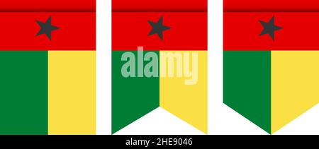 Guinea-Bissau Flagge oder Wimpel isoliert auf weißem Hintergrund. Symbol für die Wimpelflagge. Stock Vektor