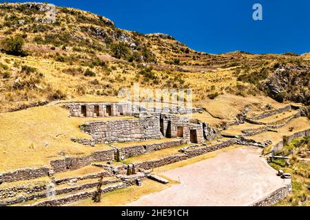 Inka-Ruinen von Tambomachay in der Nähe von Cusco in Peru Stockfoto