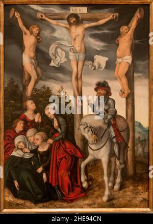 Die Kreuzigung Christi von Lucas Cranach dem Älteren im National Bellas Artes Museum, Buenos Aires, Argentinien Stockfoto