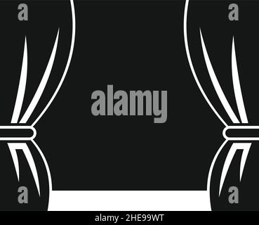 Vektor Kino Vorhang schwarz einfaches Symbol isoliert auf weiß Stock Vektor