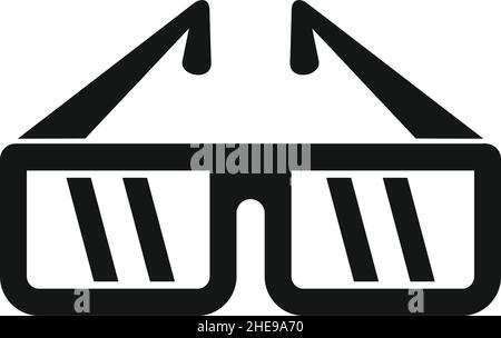 Vector 3D Brille schwarz einfaches Symbol isoliert auf weiß Stock Vektor