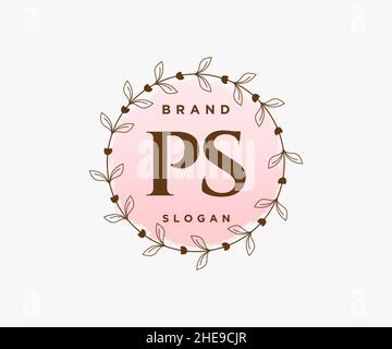 Feminines PS-Logo. Verwendbar für Natur, Salon, Spa, Kosmetik und Beauty Logos. Flaches Vektor-Logo-Design-Template-Element. Stock Vektor