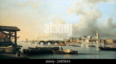 Samuel Scott - das Gebäude der Westminster Bridge Stockfoto