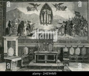 San Marino un lato della Sala del Consiglio. Stockfoto