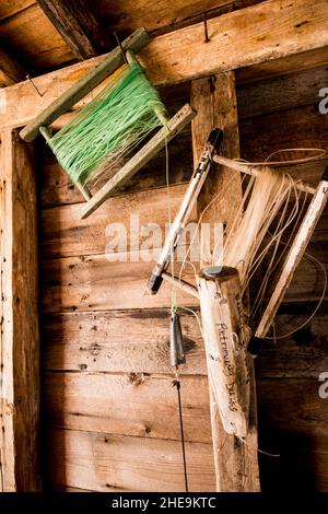 Kabeljau Angelschnur in Joe Batt's Arm, Fogo Island, Neufundland, Kanada. Stockfoto