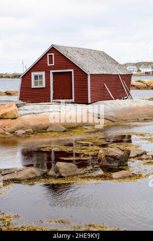 Bootshaus in Joe Batts Arm, Fogo Island, Neufundland, Kanada. Stockfoto