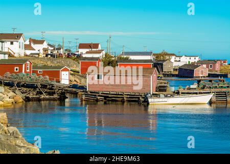 Bootshaus in Joe Batts Arm, Fogo Island, Neufundland, Kanada. Stockfoto