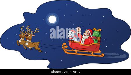 Cartoon-Vektor einer Weihnachtsschlittenfahrt thematische Illustration Stock Vektor