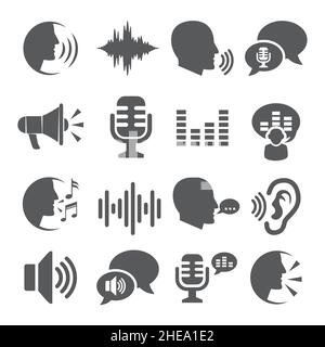 Sprachsymbole auf weißem Hintergrund eingestellt Stock Vektor