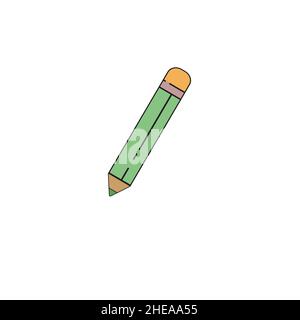 Bleistift flach Symbol - Schule Bleistift-Symbol. vektor Bildung Illustration, Schreibwaren Zeichnung Werkzeug isoliert - Skizze Zeichen Symbol Stock Vektor