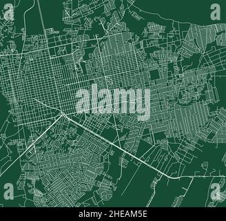 Porto Velho Stadt Brasilien Gemeinde Vektorgrafik Karte. Grüne Straßenkarte, Gemeindegebiet, weiße Linien. Städtisches Skyline-Panorama für den Tourismus. Stock Vektor
