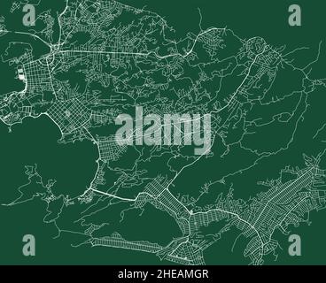Niteroi Stadt Brasilien Gemeinde Vektorgrafik Karte. Grüne Straßenkarte, Gemeindegebiet, weiße Linien. Städtisches Skyline-Panorama für den Tourismus. Stock Vektor