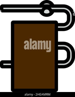 Symbol Für Beheizten Handtuchhalter. Editierbare Fett Formatigte Kontur Mit Farbfüllungsdesign. Vektorgrafik. Stock Vektor