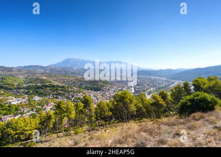 Blick auf das Stadtzentrum von berat in albanien Stockfoto