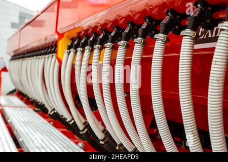 Landmaschinen. Die Elemente und Komponenten der landwirtschaftlichen Techniken Stockfoto