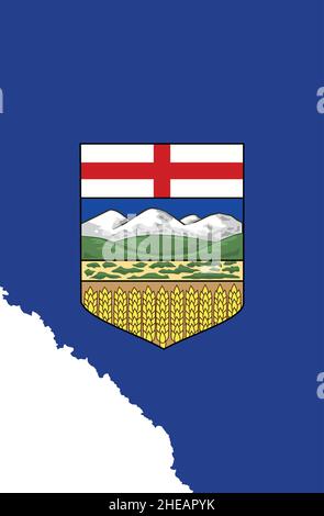 Flache Vektor-Verwaltungsflaggenkarte der kanadischen Provinz ALBERTA, KANADA Stock Vektor