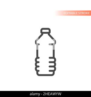 Vektor-Symbol für die Linie der Wasserflasche aus Kunststoff. Umrissene, bearbeitbare Kontursymbole. Stock Vektor