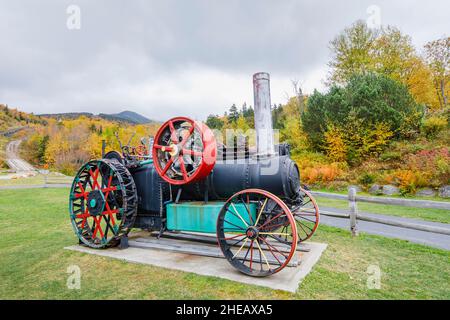Vintage Dampf angetrieben Birdsall Engine Co Zugmaschine auf dem Display, Mount Washington Cog Railway Museum, Mount Washington, New Hampshire, USA Stockfoto