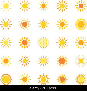 Satz von Symbolen Sonne, Vektordarstellung Stock Vektor