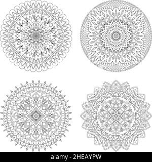 Set von Blumenmandalas, Vektor-Illustration Stock Vektor