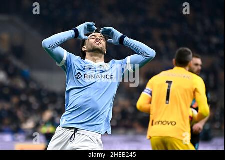 Mailand, Italien. 09. Januar 2022. Im Fußballspiel der Serie A zwischen dem FC Internazionale und der SS Lazio sieht es sich bei der SS Lazio um den Fußballspieler von F.C. Anderson aus. Kredit: Nicolò Campo/Alamy Live Nachrichten Stockfoto