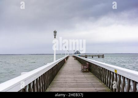 Yarmouth Pier, ein viktorianischer Pier in Yarmouth auf der Isle of Wight, Hampshire, England, Großbritannien Stockfoto