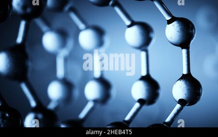 Molekularer Strukturhintergrund. Abstrakter Hintergrund mit Molekül-DNA. Konzepte aus Medizin, Wissenschaft und Technik, Vektordarstellung Stockfoto