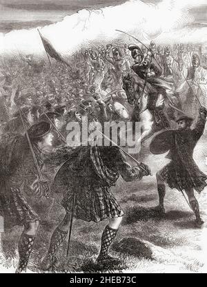 Die Schlacht von Culloden, 16. April 1746, die letzte Konfrontation des Jakobitenaufstiegs von 1745. Aus Cassells Illustrated History of England, veröffentlicht um 1890. Stockfoto