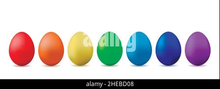 Frohe Ostern. Set von realistischen Bildern von bunten Ostereiern. Vektorgrafik. Stock Vektor