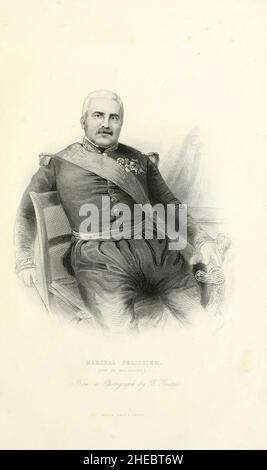 Marschall Pelissier Aimable-Jean-Jacques Pélissier, 1st Duc de Malakoff (6. November 1794 – 22. Mai 1864), war ein Marschall von Frankreich. Er diente in Algerien und anderswo und befehligte als General die französischen Streitkräfte im Krimkrieg. Aus dem Buch The Illustrated history of the war against Russia (Crimean war October 1853 to February 1856) von Edward Henry Nolan, das 1857 veröffentlicht wurde Stockfoto