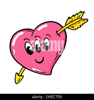 Herz mit Pfeil im Comic-Stil. Vektorgrafik. Design-Element am Valentinstag Stock Vektor