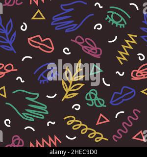 Mitte des Jahrhunderts abstrakt bunte Scribble Formen nahtlos wiederholende Muster Stock Vektor