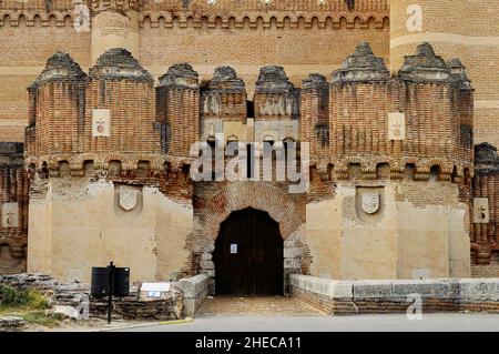 Mudejar gotische Burg von Coca in Segovia. Stockfoto