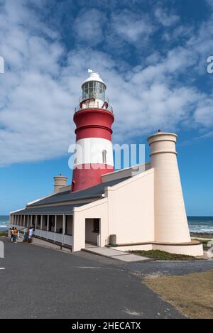Cape Agulhas Lighthouse an der südlichsten Spitze Afrikas, Cape Agulhas Western Cape, Südafrika, 30. Dezember 2021. Stockfoto