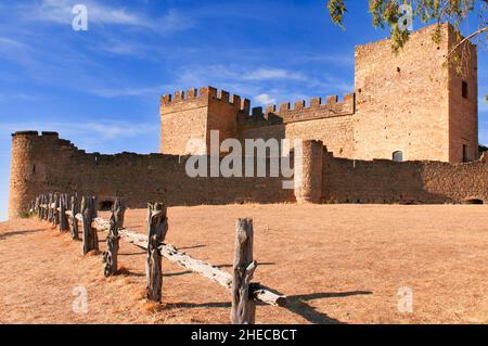 Burg der mittelalterlichen Stadt Pedraza in Segovia. Stockfoto