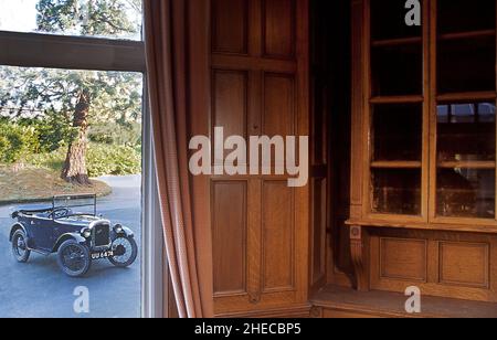 Austin Seven Tourer bei Lickey Grange, dem Zuhause von Herbert Austin, wo das Auto 1922 entworfen wurde Stockfoto