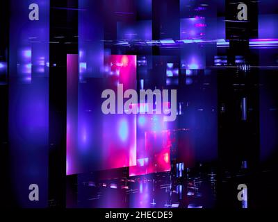 Abstrakter mehrfarbiger Hintergrund aus durchscheinenden Rechtecken - 3D Illustration Stockfoto