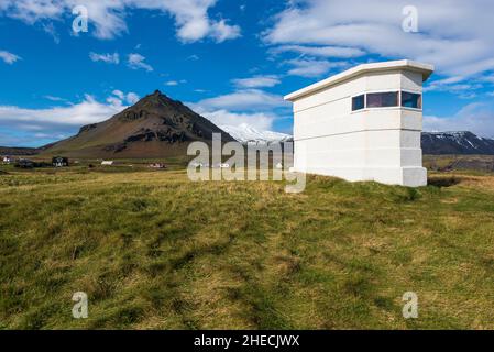 Island, Region Vesturland, Snaefellsnes Peninsula, Arnarstapi, Leuchtturm Stockfoto