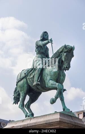 Frankreich, Loiret, Orleans, Jeanne d'Arc-Statue auf dem Martroi-Platz Stockfoto