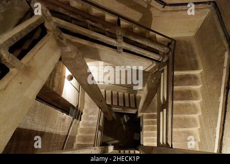 Frankreich, Bas Rhin, Mutzig, Festung Mutzig (Feste Kaiser Wilhelm II), unterirdische Treppe Stockfoto