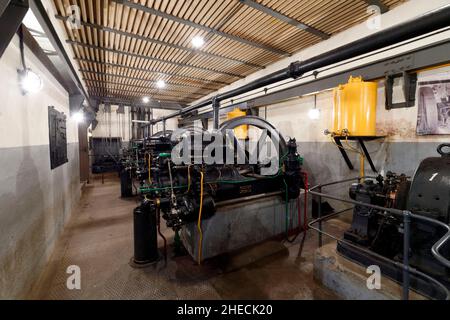 Frankreich, Bas Rhin, Mutzig, Festung Mutzig (Feste Kaiser Wilhelm II), Maschinenraum zur Stromerzeugung Stockfoto