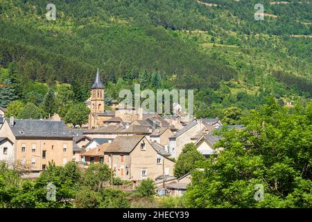 Frankreich, Lozere, Florac-Trois-Rivieres, kleine Stadt am Stevenson Trail oder GR 70 Stockfoto