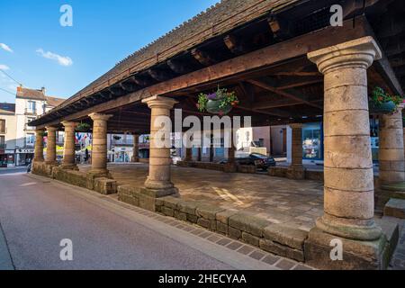 Frankreich, Lozere, Langogne, Etappe auf dem Stevenson Trail oder GR 70, die Markthalle (1742) Stockfoto